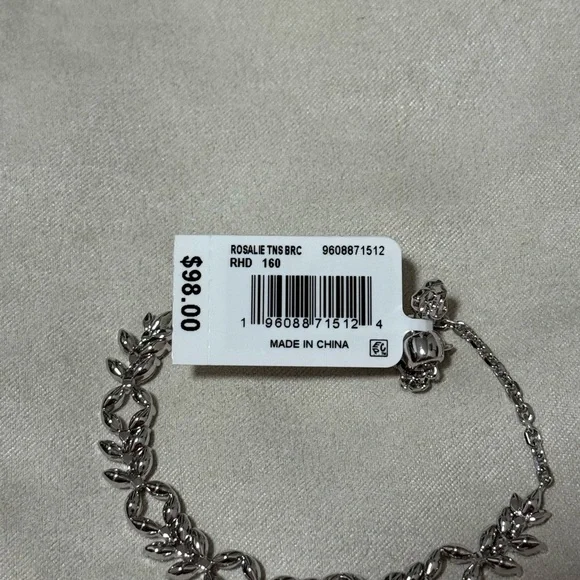 NWT Kendra Scott Rosalie Silver Tennis Bracelet in White Cubic Zirconia - Picture 7 of 8